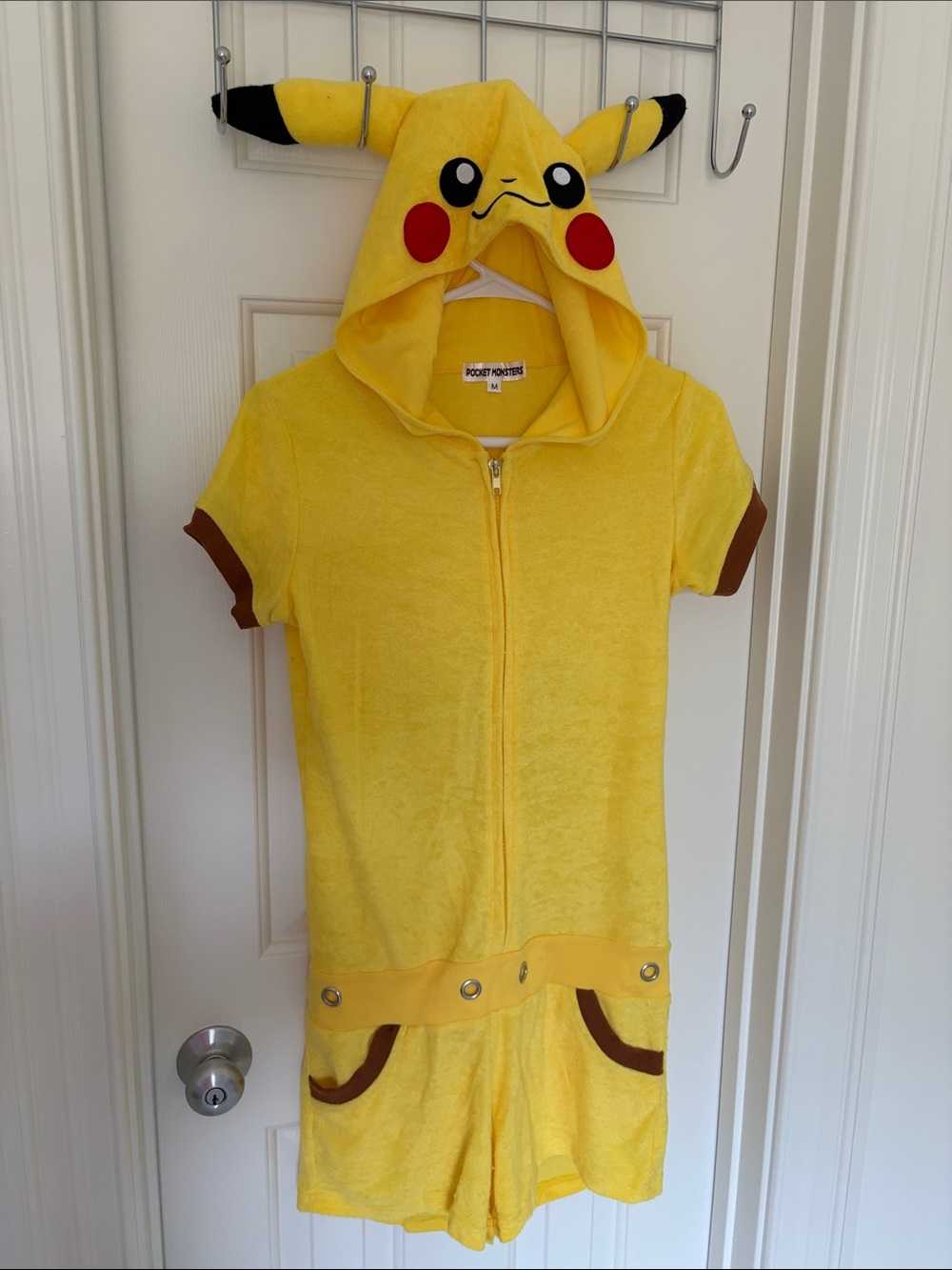 Petite Adult or Large child - Pikachu Hoodie Romper - Yellow Character Onesie